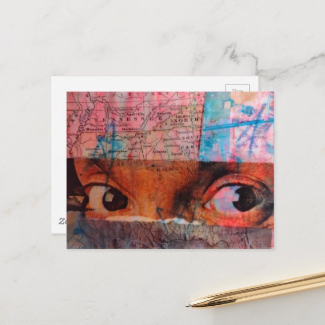 The Eyes junk journal Collage Postkarte (Vorderseite/Rückseite Beispiel)