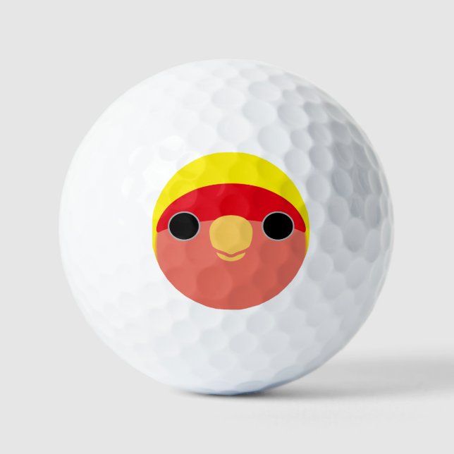 The face of a american yellow peach-faced lovebird golfball (Vorderseite)