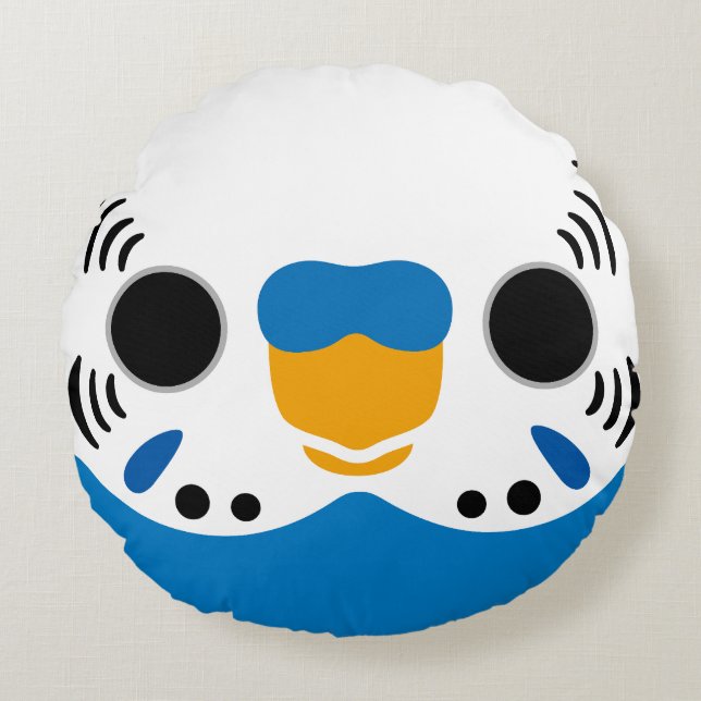 The face of a normal cobalt male budgie rundes kissen (Vorderseite)