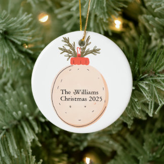 The Family Name Christmas 2025 Elegant Script Keramik Ornament