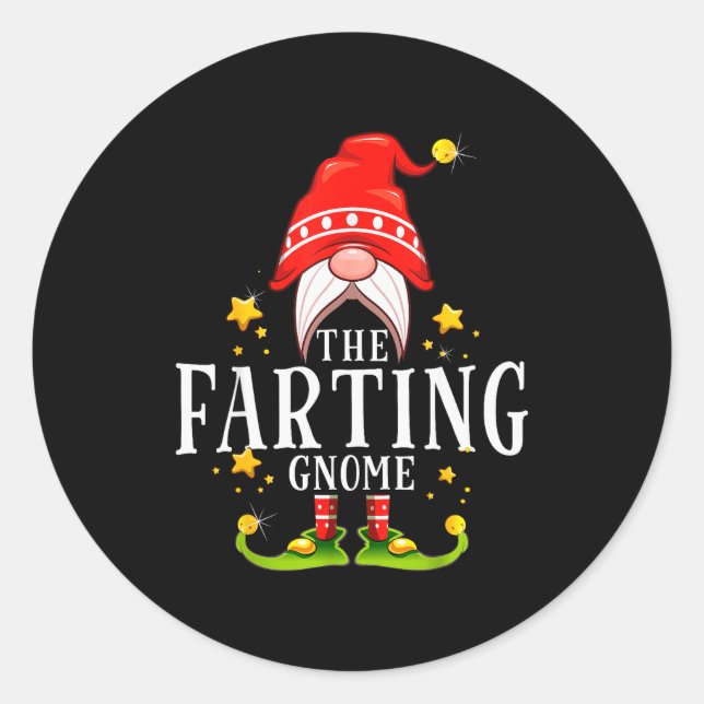 The Farting Gnome Christmas Matching  Runder Aufkleber (Vorderseite)