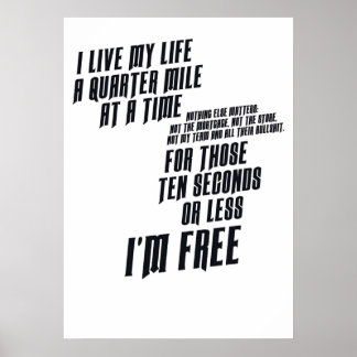The Fast And The Furious I Live My life Poster