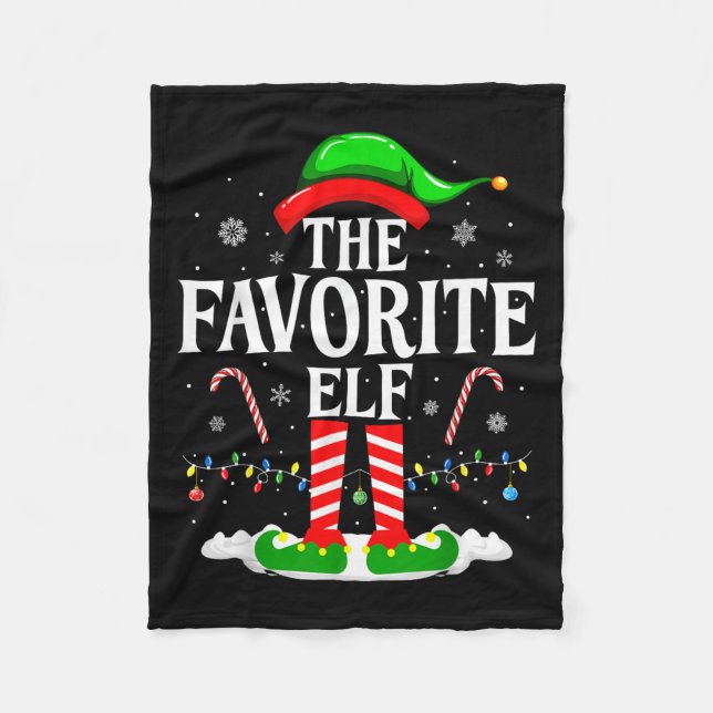 The Favorite Elf Funny Xmas Matching Family Christ Fleecedecke (Vorderseite)