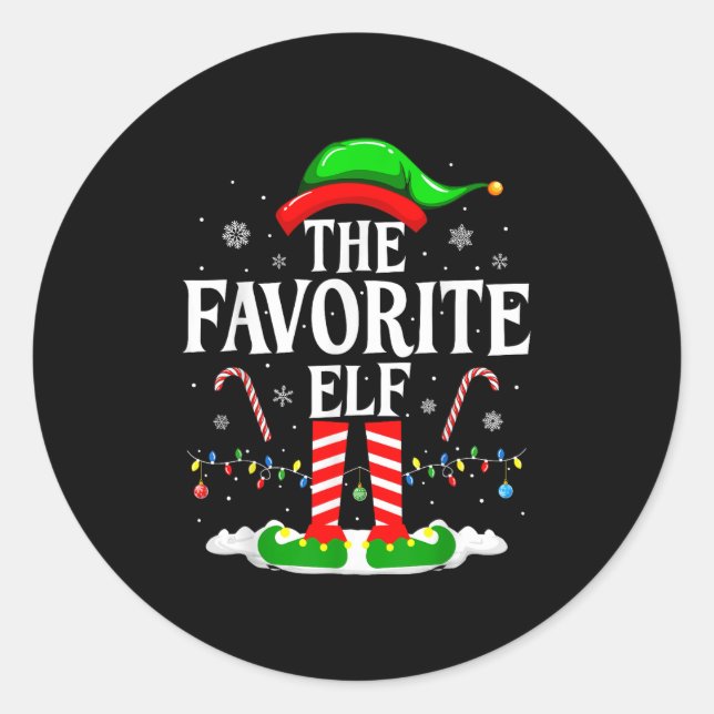 The Favorite Elf Funny Xmas Matching Family Christ Runder Aufkleber (Vorderseite)