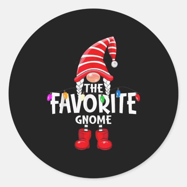 The Favorite Gnome Christmas Matching Pajama  Runder Aufkleber (Vorderseite)