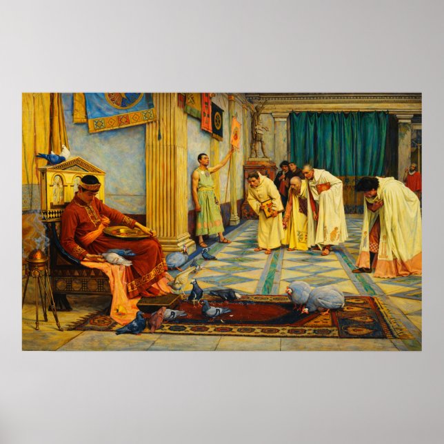 The favourites of Emperor Honorius by Waterhouse Poster (Vorne)