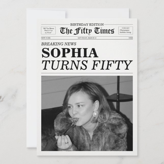 The Fifty Times Newspaper 50th Birthday Party Einladung (Vorderseite)