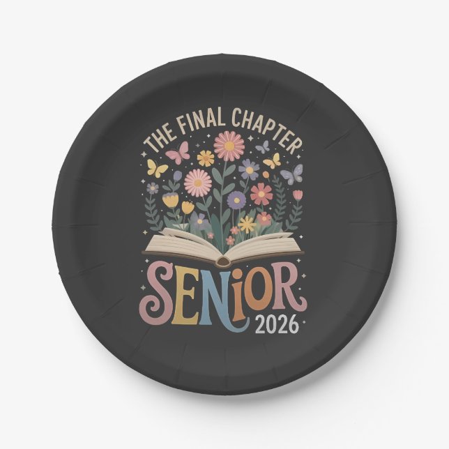 The Final Chapter Senior 2026 Abschluss Blossom Pappteller (Vorderseite)