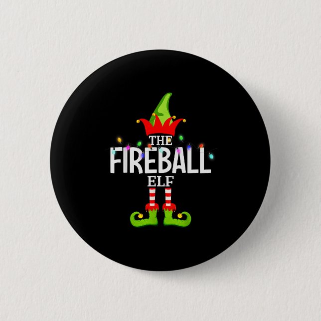 The Fireball Elf Christmas Matching Pajamas  Button (Vorderseite)