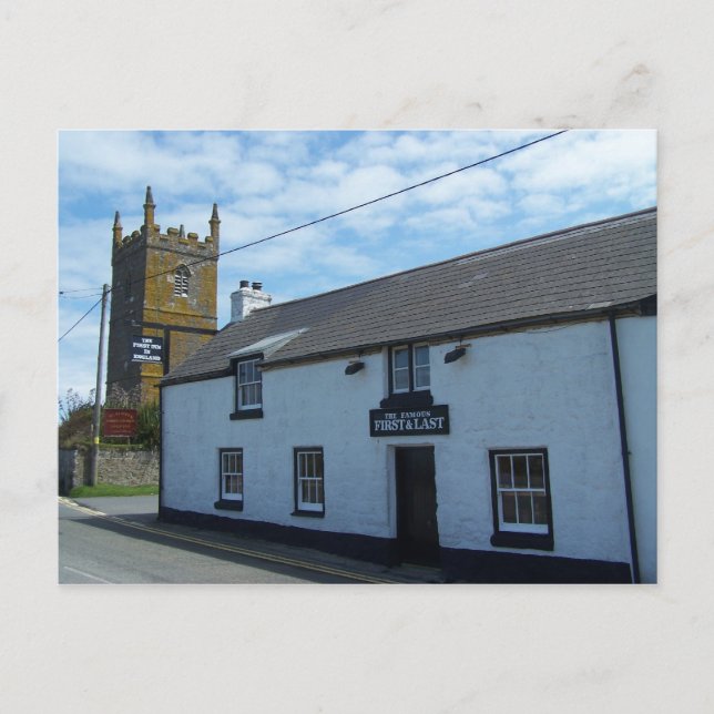 The First & Last Pub in England, Sennen, Cornwall. Postkarte (Vorderseite)