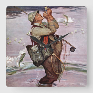 The Fish are Jumping Quadratische Wanduhr