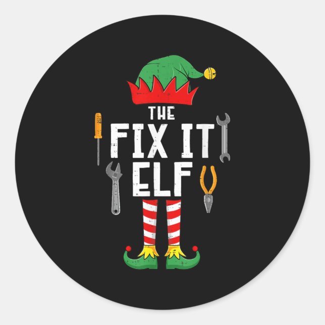 The Fix It Elf Christmas Family Matching Xmas Grou Runder Aufkleber (Vorderseite)