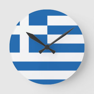 The Flag of Greece Runde Wanduhr