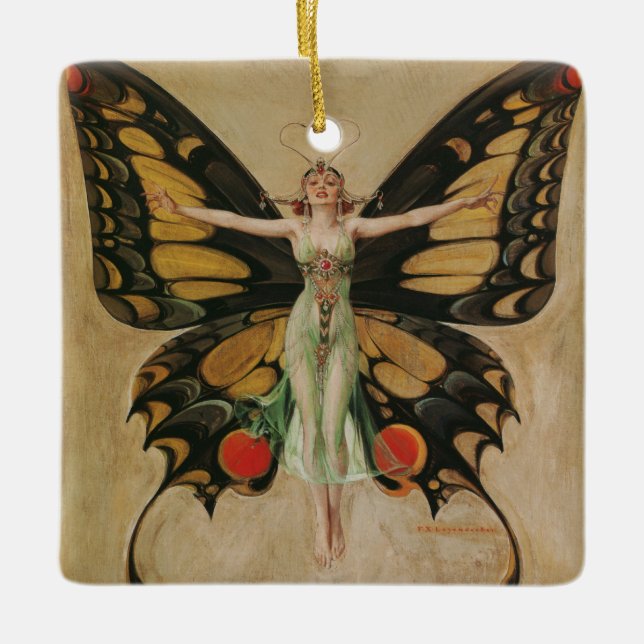 The Flapper - Butterfly Girl Keramikornament (Vorderseite)