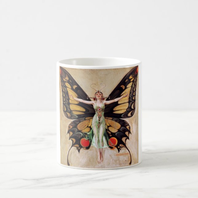 The Flapper Girl's Metamorphosis to Butterfly 1922 Kaffeetasse (Mittel)