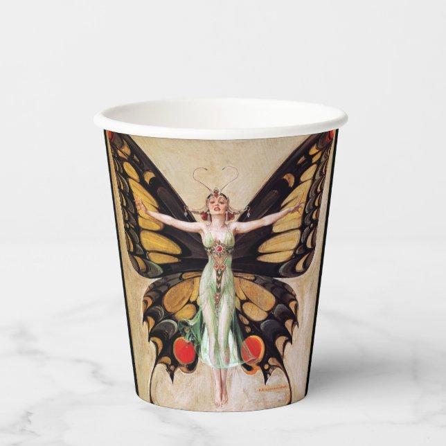 The Flapper Girl's Metamorphosis to Butterfly 1922 Pappbecher (Vorderseite)