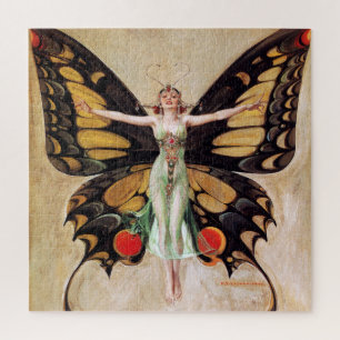 The Flapper Girl's Metamorphosis to Butterfly 1922 Puzzle