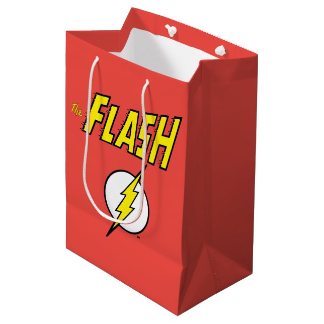 The Flash Name & Blitz-Logo Mittlere Geschenktüte (Vorderseite Schrägansicht)