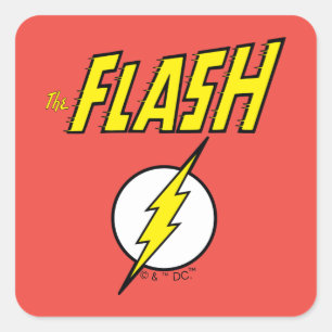 The Flash Name & Blitz-Logo Quadratischer Aufkleber