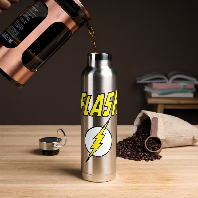 The Flash Name & Blitz-Logo Trinkflasche (Kaffee)