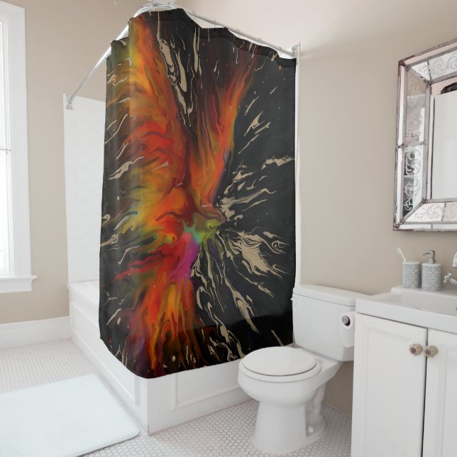 The Flight of the Phoenix – Fiery Abstract Rebirth Duschvorhang (Beispiel)