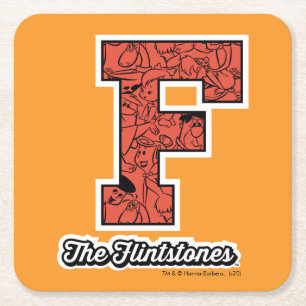 The Flintstones   Collegiate Style Monogram Rechteckiger Pappuntersetzer