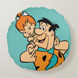 The Flintstones Fred & Pebbles Flintstone Rundes Kissen
