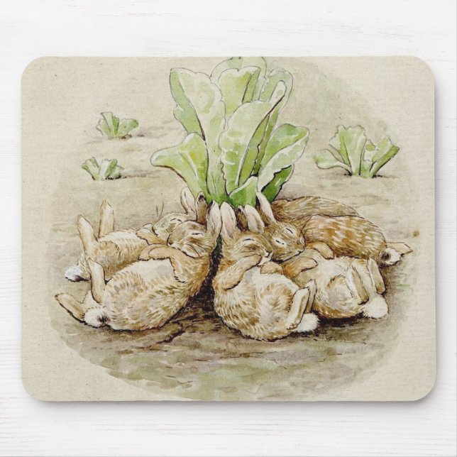The Flopsy Bunnies Asleep (von Beatrix Potter) Mousepad (Vorne)