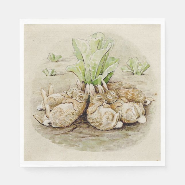 The Flopsy Bunnies Asleep (von Beatrix Potter) Serviette (Vorderseite)