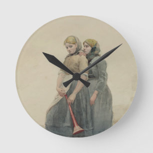 The Foghorn, 1883 (w/c) Runde Wanduhr