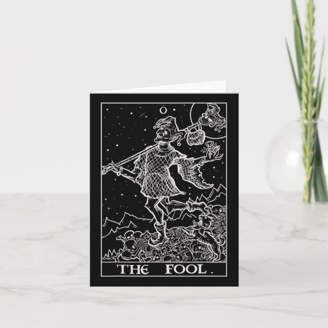 The Fool Tarot Card Court Jester Halloween Gothic Karte (Vorderseite)
