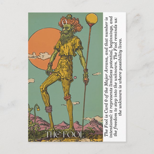The Fool Tarot Card Mystical Major Arcana Art  Postkarte (Vorderseite)