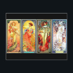 The Four Seasons Series 3 von Mucha Postcard Postkarte<br><div class="desc">Dieses wunderschöne Set von 4 Jungfrauen, die die vier Jahreszeiten prächtig darstellen, ist das handliche Werk von Alfons Maria Mucha 1860-1939, der am besten als Alphonse Mucha, der Vater des Jugendstils, bekannt ist. Er war ein tschechischer Künstler, der am besten für seinen sehr mutigen und eigenständigen Stil bekannt war, besonders...</div>