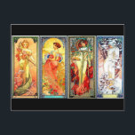 The Four Seasons Series 3 von Mucha Postcard Postkarte<br><div class="desc">Dieses wunderschöne Set von 4 Jungfrauen, die die vier Jahreszeiten prächtig darstellen, ist das handliche Werk von Alfons Maria Mucha 1860-1939, der am besten als Alphonse Mucha, der Vater des Jugendstils, bekannt ist. Er war ein tschechischer Künstler, der am besten für seinen sehr mutigen und eigenständigen Stil bekannt war, besonders...</div>