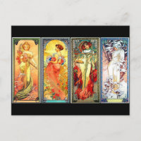 The Four Seasons Series 3 von Mucha Postcard