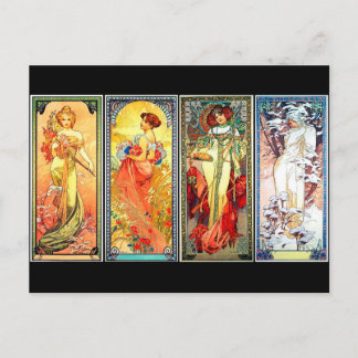 The Four Seasons Series 3 von Mucha Postcard Postkarte