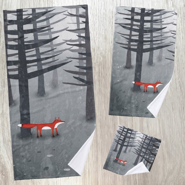 The Fox and the Forest Badhandtuch Set (The fox and the forest wildlife woodland themed towel set)