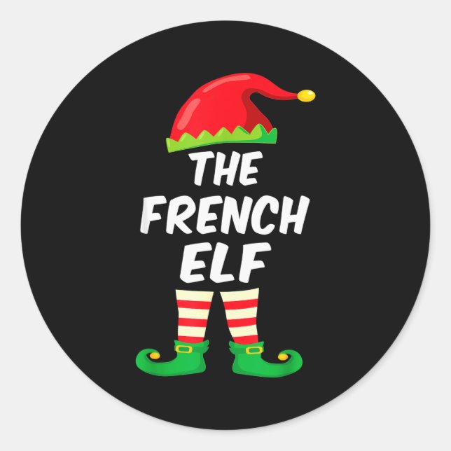 The French Elf Family Matching Funny Christmas Cos Runder Aufkleber (Vorderseite)