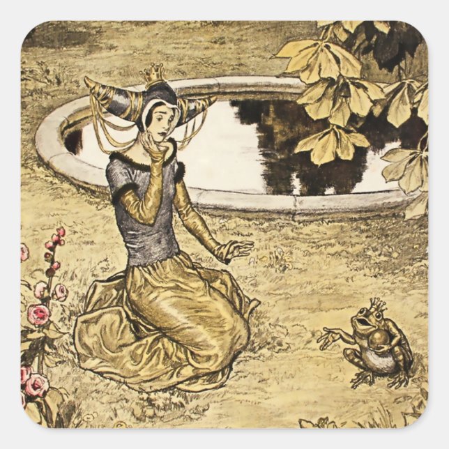 "The Frog King" von Erich Schutz Quadratischer Aufkleber (Vorderseite)