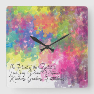The Fruit of the Spirit - Galatians 5 Quadratische Wanduhr
