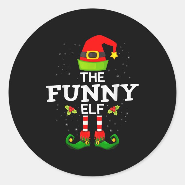The Funny Elf Christmas Family Matching Pajama  Runder Aufkleber (Vorderseite)