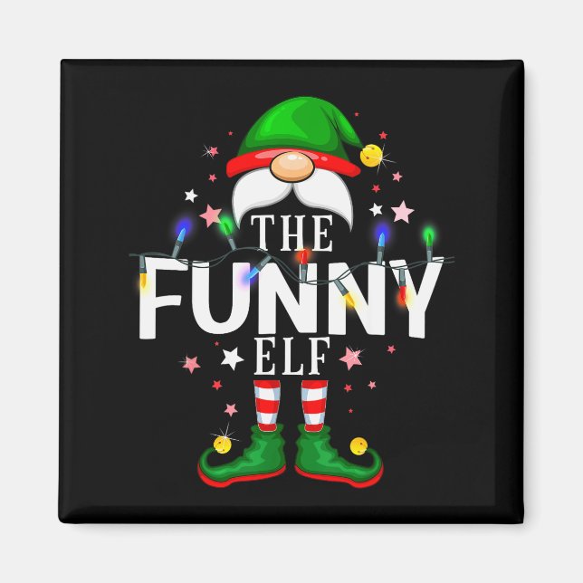 The Funny Elf Christmas Family Pajama Party  Magnet (Vorne)