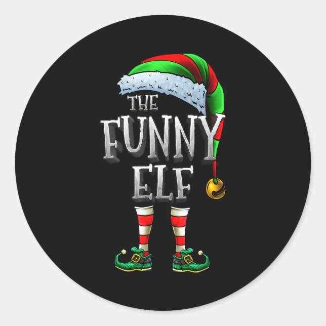 The Funny Elf Shirt Matching Family Funny Christma Runder Aufkleber (Vorderseite)