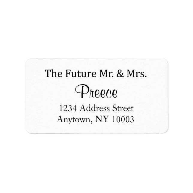 The Future Mr. and Mrs Labels, Wedding Stickers Adressaufkleber (Vorne)
