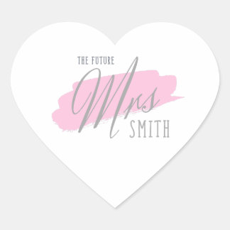The Future Mrs. Smith Heart Sticker - Gray & Pink