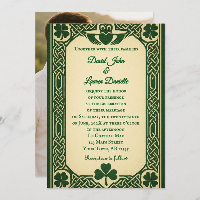 The Gaelic Seal Photo Wedding Invitation Einladung (Vorne/Hinten)