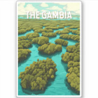 The Gambia Illustration Travel Art Vintag