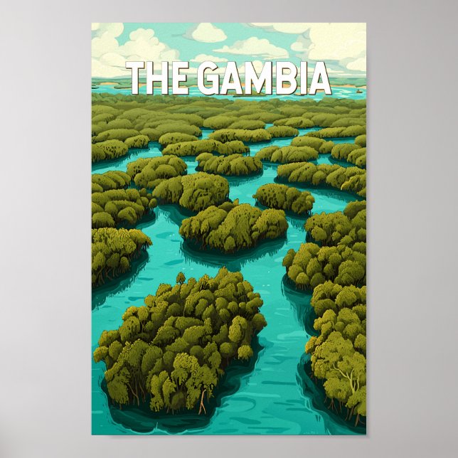 The Gambia Illustration Travel Art Vintag Poster (Vorne)