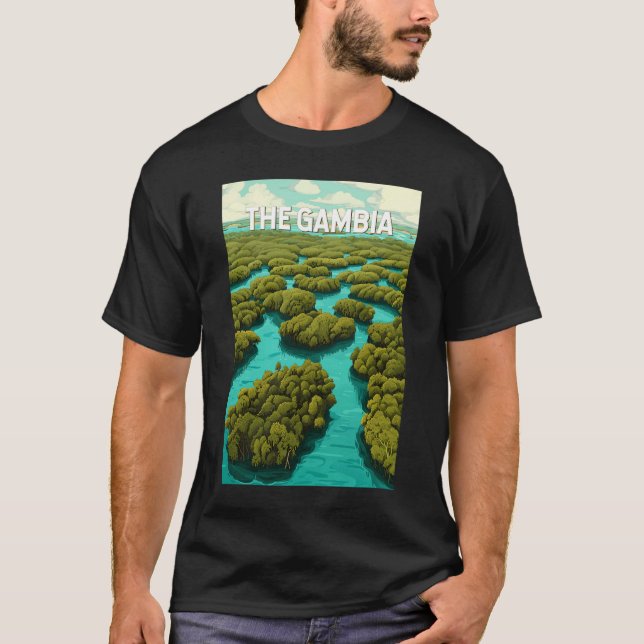 The Gambia Illustration Travel Art Vintag T-Shirt (Vorderseite)