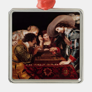 The Game von Backgammon Silbernes Ornament